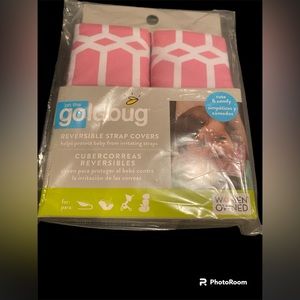 Reversible Pink and White Car Seat Strap Covers